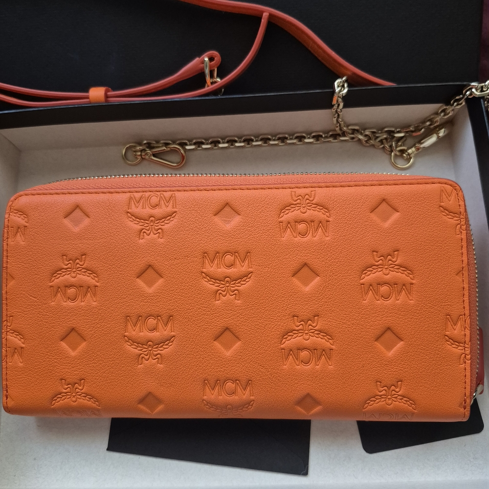 MCM Orange Leather Wallet